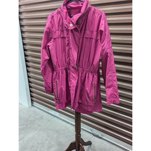 Vintage Women's Pink Fuchsia Retro Fit & Flare Windbreaker Jacket Coat - Picture 5 of 10